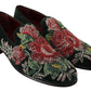 Emerald Velvet Embroidered Loafers