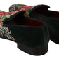 Emerald Velvet Embroidered Loafers