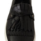 Elegant Black Leather Tassel Loafers