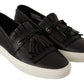 Elegant Black Leather Tassel Loafers