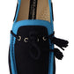 Exquisite Blue Leather Slip-On Loafers