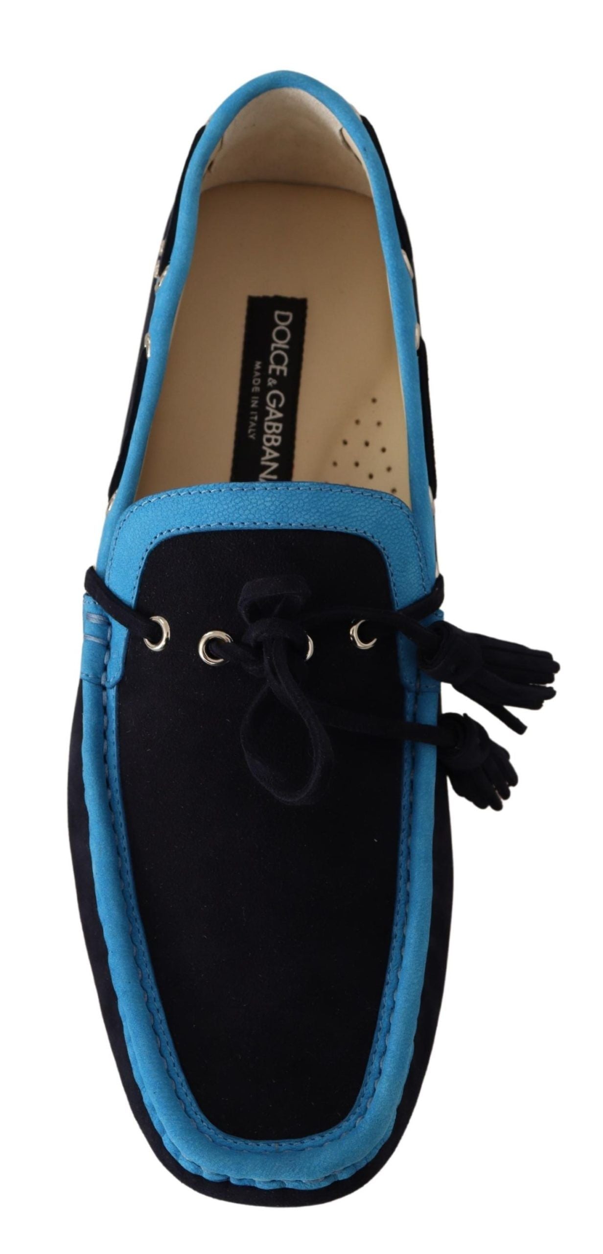 Exquisite Blue Leather Slip-On Loafers