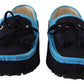 Exquisite Blue Leather Slip-On Loafers