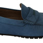 Elegant Blue Leather Loafers for Men