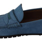 Elegant Blue Leather Loafers for Men