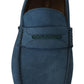 Elegant Blue Leather Loafers for Men