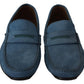 Elegant Blue Leather Loafers for Men