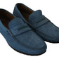 Elegant Blue Leather Loafers for Men