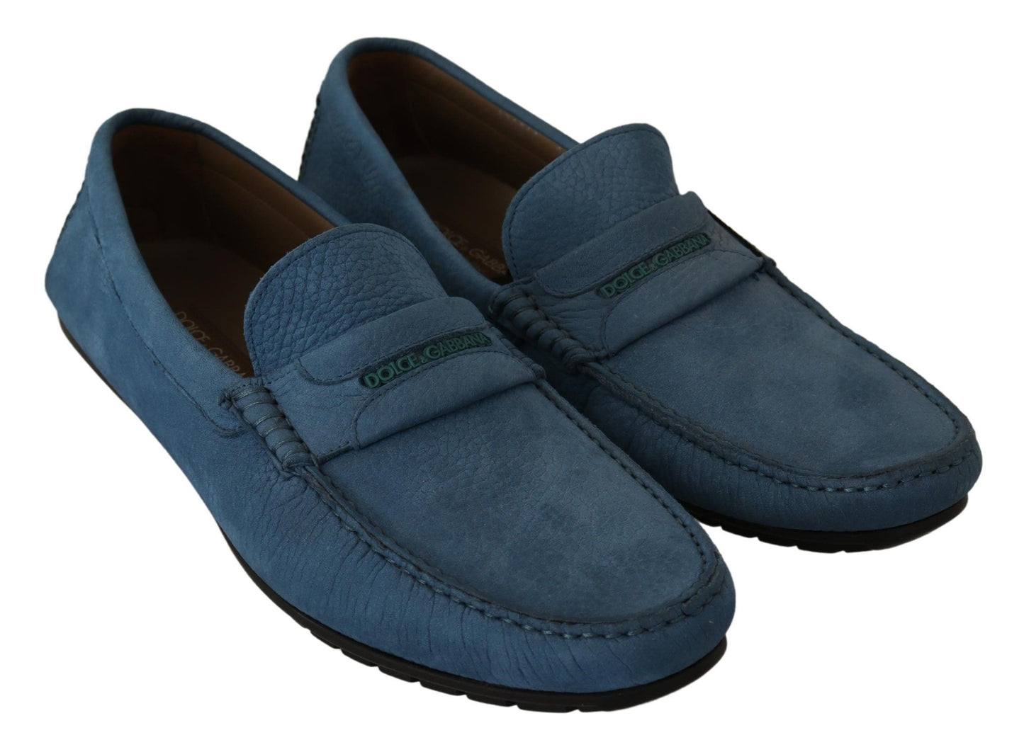 Elegant Blue Leather Loafers for Men
