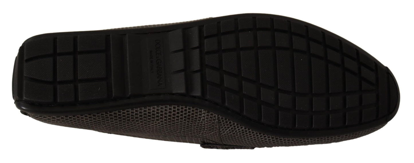 Elegant Lizard Leather Flat Loafers