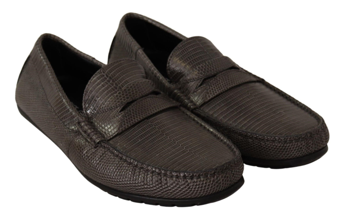 Elegant Lizard Leather Flat Loafers