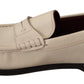 Elegant White Leather Loafers for Men