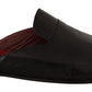 Elegant Black and Red Leather Slides