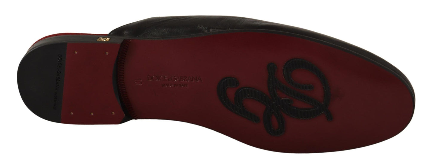 Elegant Black and Red Leather Slides