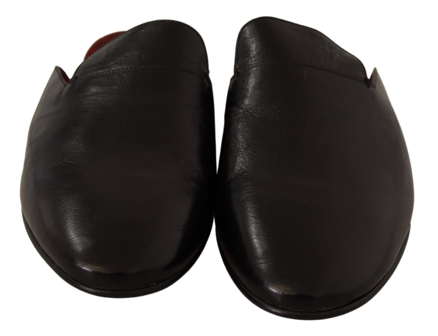 Elegant Black and Red Leather Slides