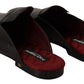Elegant Black and Red Leather Slides