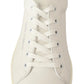 Elegant White Leather & Black Suede Sneakers