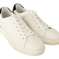 Elegant White Leather & Black Suede Sneakers