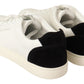 Elegant White Leather & Black Suede Sneakers