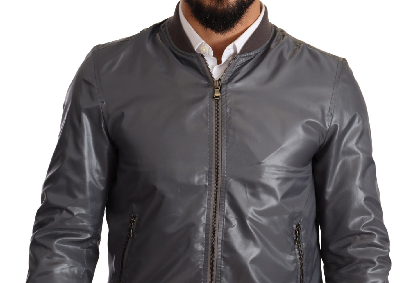 Elegant Gray Bomber Jacket for Men