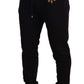 Elegant Black Heart Patch Sweatpants