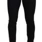 Sleek Tapered Skinny Black Jeans with Side Stripes