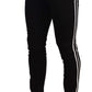 Sleek Tapered Skinny Black Jeans with Side Stripes
