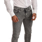 Elegant Slim Fit Gray Washed Jeans