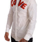 Elegant White Cotton Poplin Shirt with Love Patch