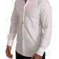 Elegant White Slim Fit Gold Dress Shirt