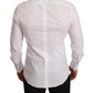 Elegant White Slim Fit Gold Dress Shirt
