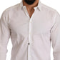Elegant White Slim Fit Gold Dress Shirt