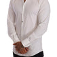Elegant White Slim Fit Gold Dress Shirt
