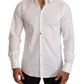 Elegant White Slim Fit Gold Dress Shirt