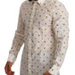 Elegant White Cotton Poplin Shirt with Unique Fly Print