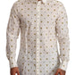 Elegant White Cotton Poplin Shirt with Unique Fly Print