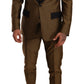Elegant Yellow Patterned Three-Piece Suit