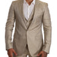Elegant Gold Silk Three-Piece Martini Suit