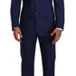 Elegant Blue Virgin Wool Two-Piece Men's Suit