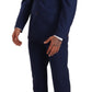 Elegant Blue Virgin Wool Two-Piece Men's Suit