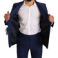 Elegant Blue Virgin Wool Two-Piece Men's Suit