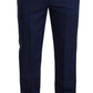 Elegant Blue Virgin Wool Two-Piece Men's Suit