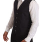 Elegant Gray Striped Three-Piece Wool Suit