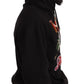 Elegant Multicolor Applique Black Hoodie