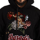 Elegant Multicolor Applique Black Hoodie