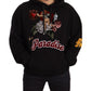 Elegant Multicolor Applique Black Hoodie