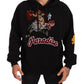 Elegant Multicolor Applique Black Hoodie