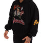 Elegant Multicolor Applique Black Hoodie