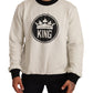 Regal Crown Motif Crewneck Sweater