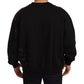 Elegant Black Multicolor Stain Sweater